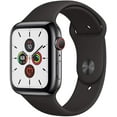 thumbnail image 1 of Restored Apple Watch Gen 5 Series 5 Cell 44mm Space Black Stainless Steel - Black Sport Band MWW82LL/A (Refurbished), 1 of 1