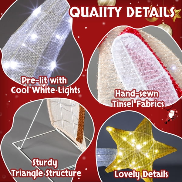 48in Lighted Outdoor Nativity Scene, 170 White LEDs, Classic Silhouette (Moon + Star), Collapsible with Ground Stakes for Indoor/Outdoor Use