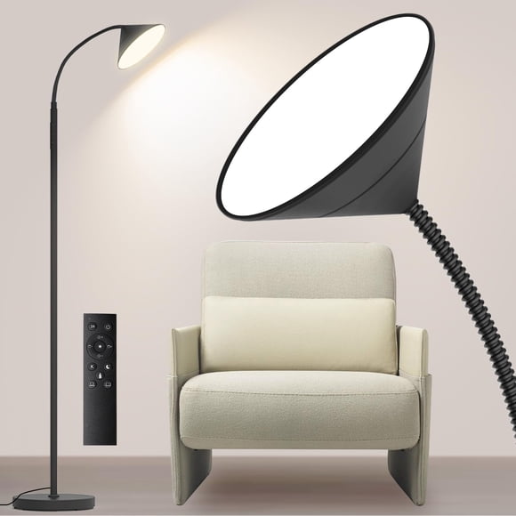 mukuxin 76" LED Floor Lamp, 18W/1800LM Super Bright Reading Standing Lamp,Stepless Dimmable&Adjustable Color Temperature 2700K-6500K w/Remote& Touch