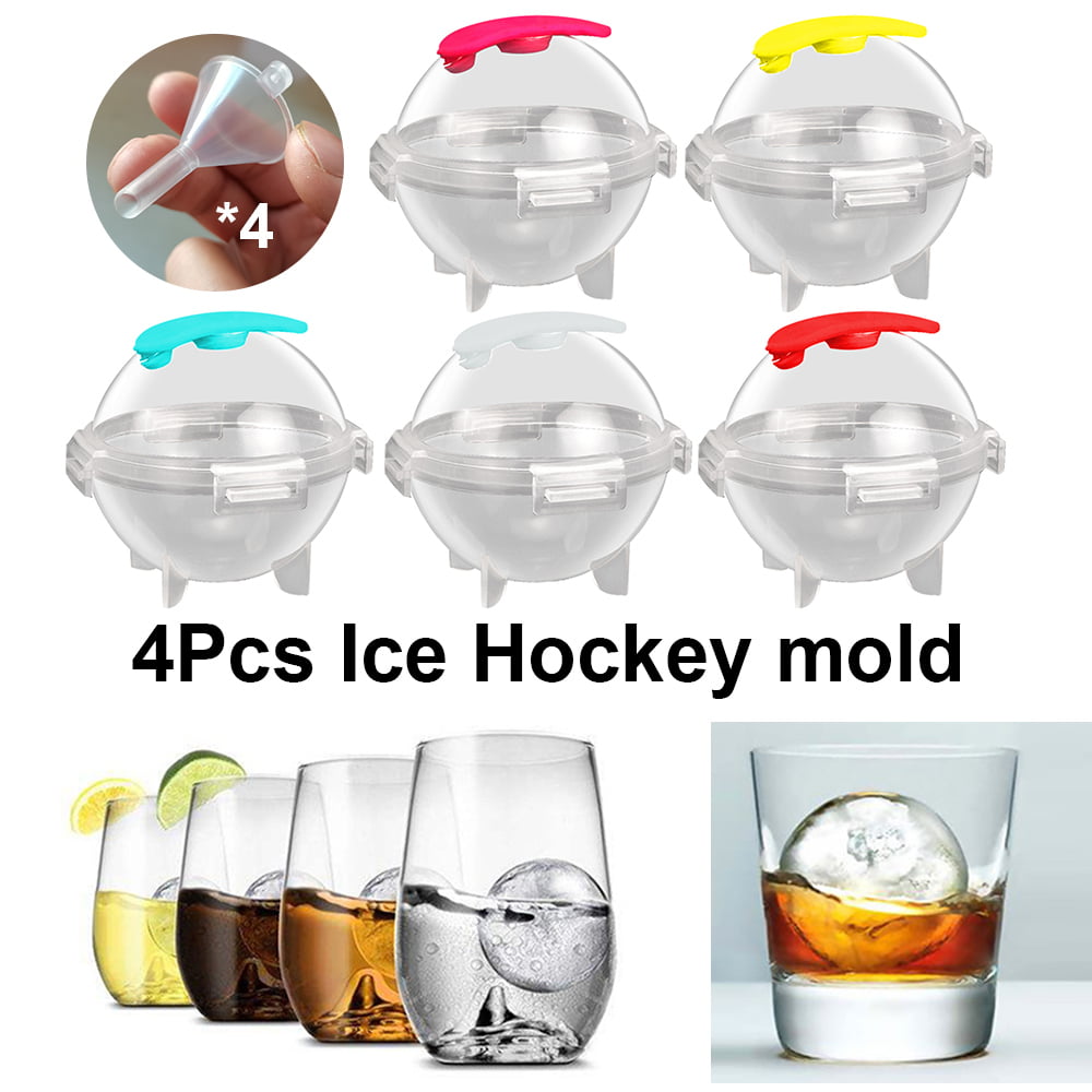 4Pcs Silicone Whiskey Ice Cube Ball Maker Mold Sphere Mould Party Bar Tray Round 