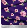 thumbnail image 3 of Soimoi Purple Modal Satin Fabric Ranunculus & Chrysanthemum Floral Printed Craft Fabric by the Yard 42 Inch Wide, 3 of 3