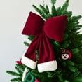 thumbnail image 5 of Christmas Tree Topper Bow 13.78 x 14.17 Inch Large Red Velvet Christmas Bow Farmhouse Xmas Tree Topper Decoration for Xmas Home Party Backdrop Wedding Wreath Front Door Window Staircase, 5 of 5