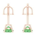 thumbnail image 4 of 0.5 Ct Round Cut Studs Green Crystal 14K Rose Solid Gold Everyday Dainty Earrings Screw Back, 4 of 7