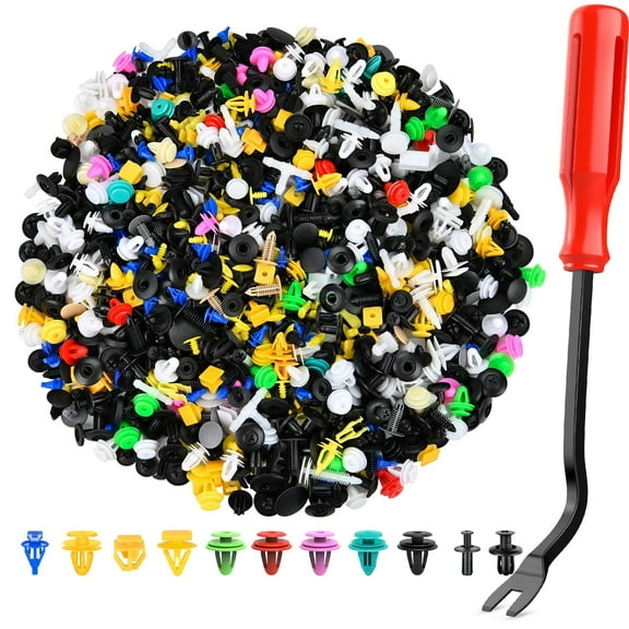 GOOACC 1001Pcs Mixed Auto Bumper Fender Trim Door Panel Shield Engine Cover Retainer Rivet Push Clips with fastener remover for GM Ford etc