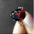 thumbnail image 2 of 2Ct Oval Cut Simulated Red Garnet 14K Yellow Gold Plated Women's Engagement Ring, 2 of 3