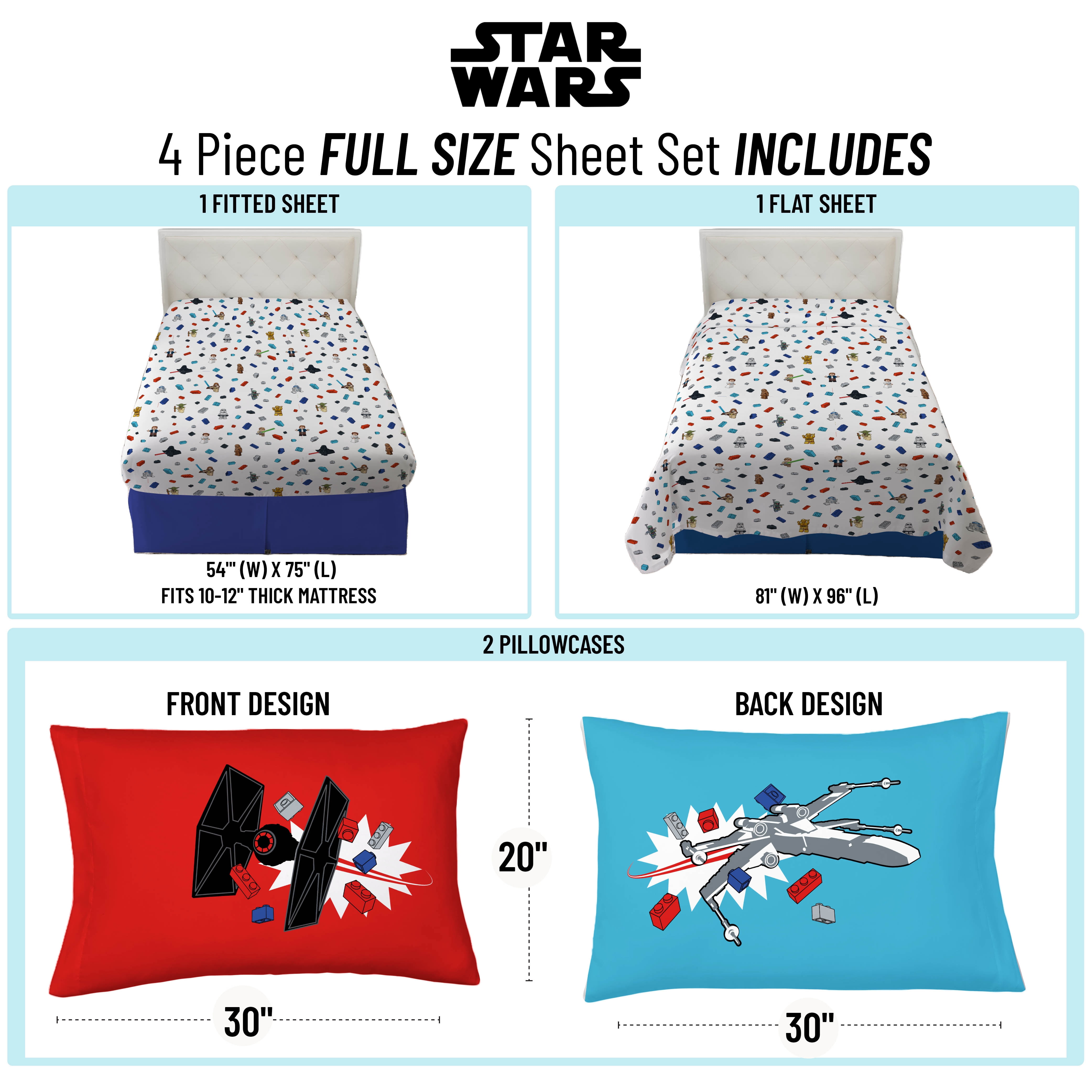 LEGO® Star Wars Kids 4 Piece Multicolor Bedding Sheet Set, Full Size