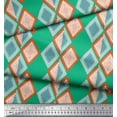 thumbnail image 3 of Soimoi Green Poly Georgette Fabric Stripe & Diamond Geometric Print Sewing Fabric Yard 42 Inch Wide, 3 of 3