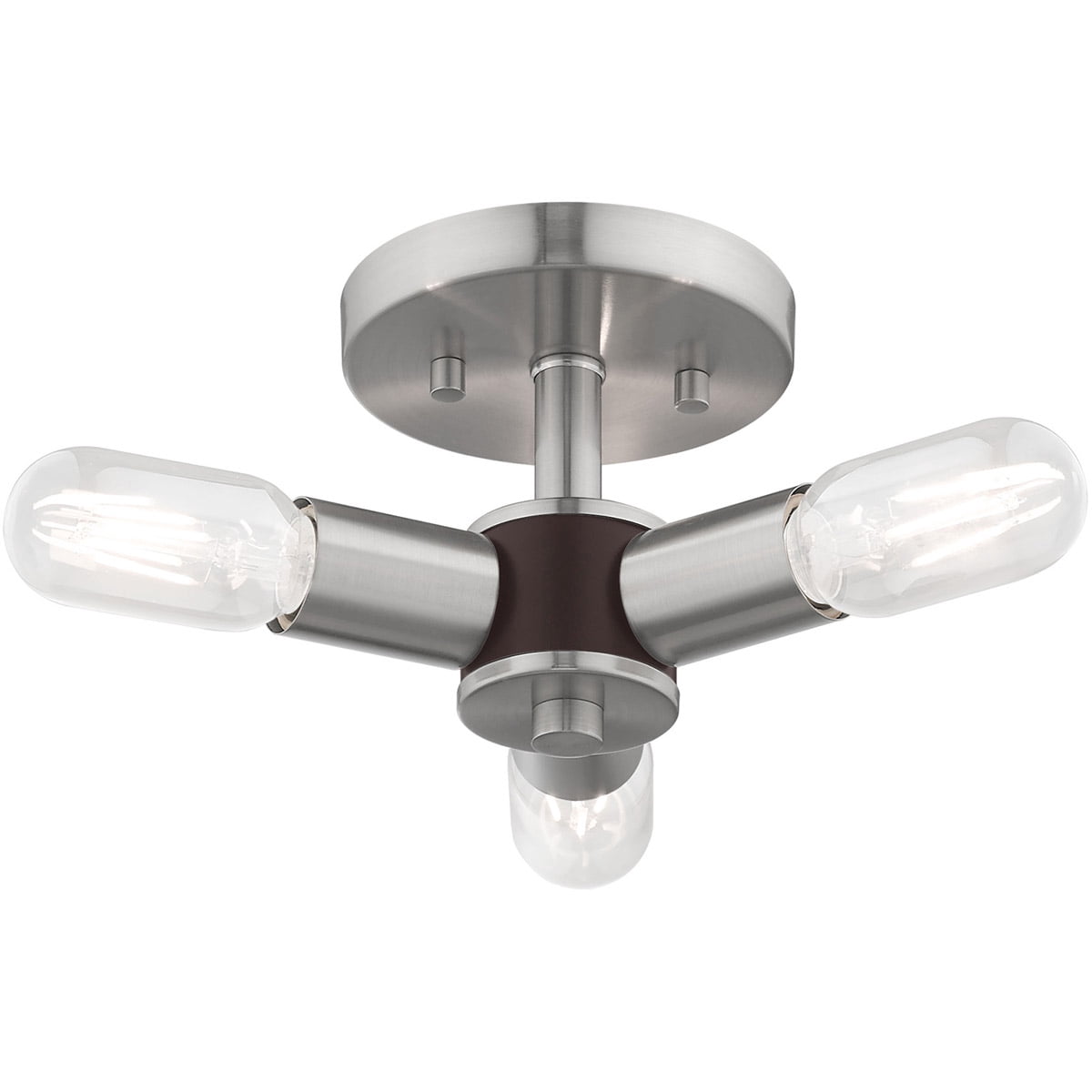 3 Light Brushed Nickel Ceiling Light fixture with Steel base material