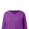 thumbnail image 2 of Vmvidoty Women's V-Neck Drop Shoulder Sweatshirt Casual Loose Fit Long Sleeve Pullover with Pockets(Purple, L), 2 of 7