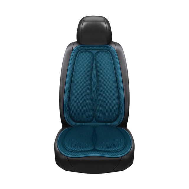 Blue Automotive Seat Cushion Set With Adjustable Straps And Lumbar Support Breathable Material For Year-Round Use
