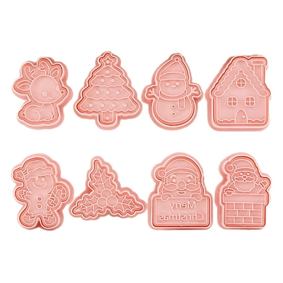 Set of 8 Cookie Cutters 3D Pressable Biscuit Cutters Series Cutters Embossed Cookie Mold Gifts for Children