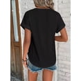 thumbnail image 2 of Women's Crewneck Embroidery Loose Fit Casual Short Sleeve Blouse T Shirts, 2 of 2