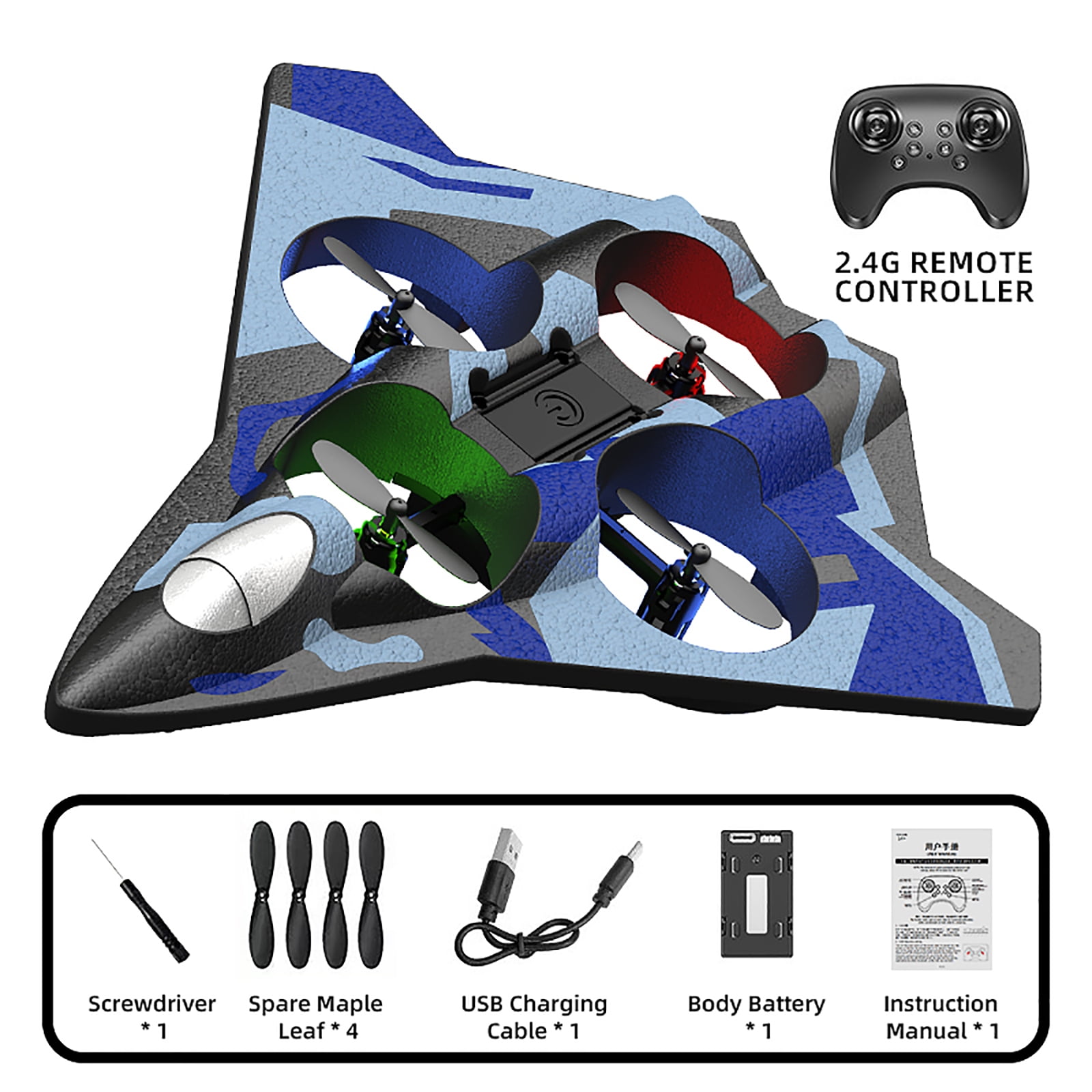 RC Airplane with Control Triple Battery Stunt Aircraft Colorful LED Lights High Speed Aerobatic Glider Toy for Outdoor Adventure Green