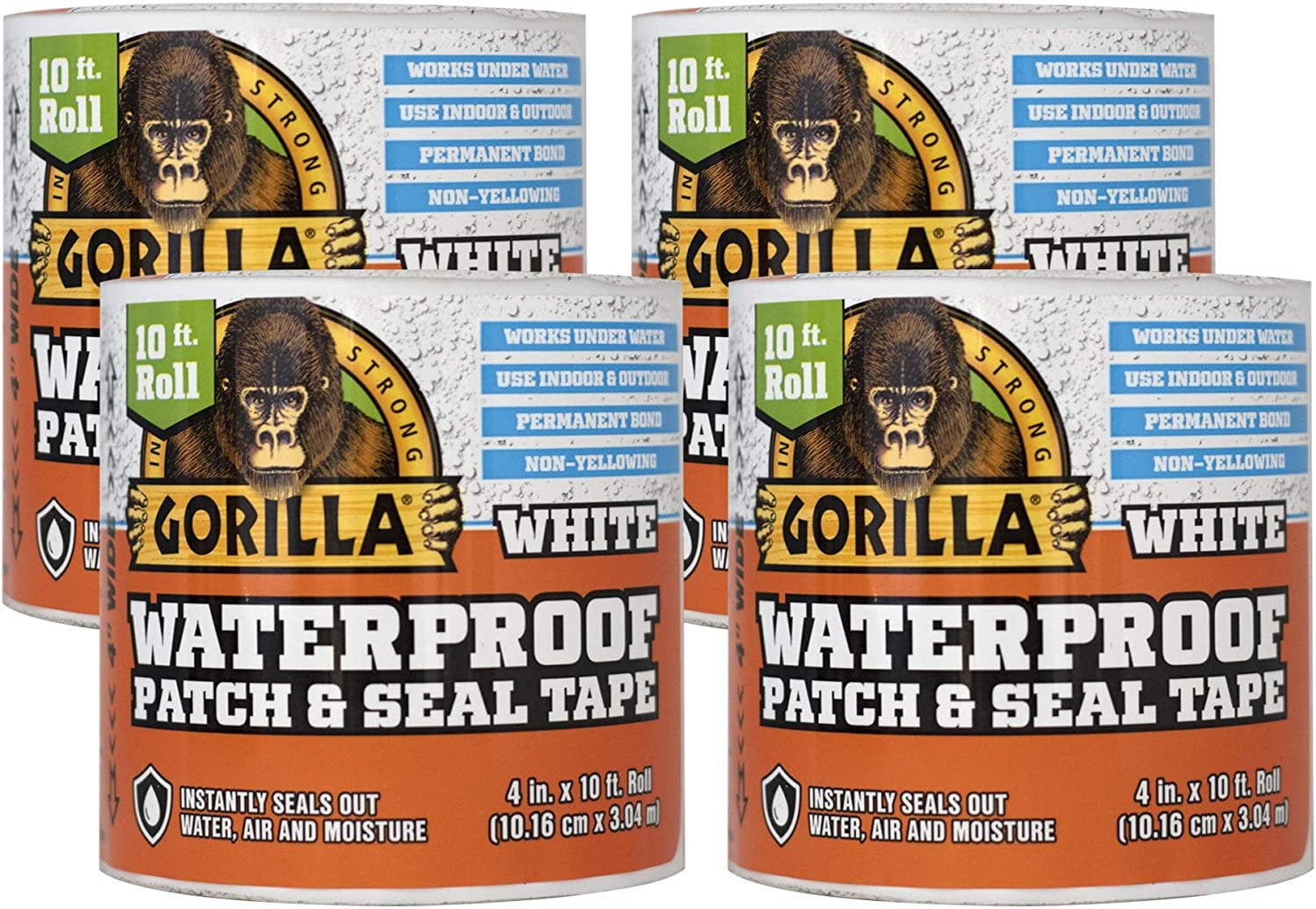 Gorilla Waterproof Patch and Seal White Waterproof Duct Tape 4-in