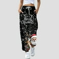 thumbnail image 2 of Women's Christmas Santa Pants Holiday Casual Trousers Festive Comfortable Wear Soft Stretchy Elastic Waist Stylish Seasonal Outfit, 2 of 2