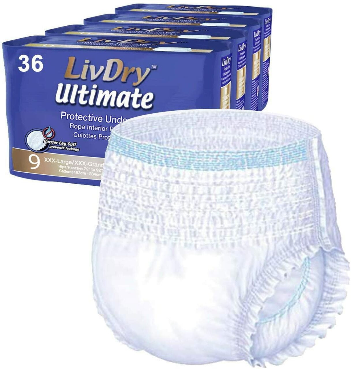 LivDry Unisex Adult Incontinence Underwear, Ultimate Comfort, High