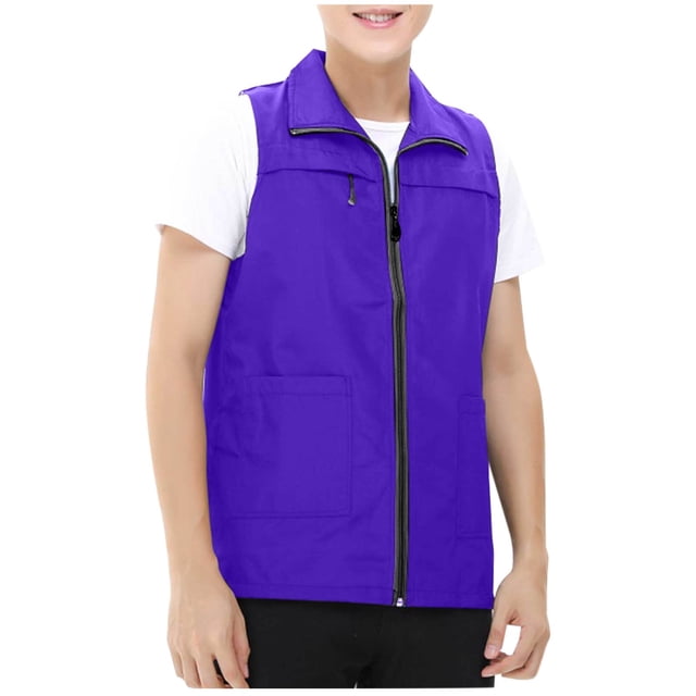 Gilet Blazer pour Hommes, Tissu en Suède pour la Sieste, Col Rabattu, Fermeture Éclair devant, Conception à Multiples Poches, Veste d'Extérieur Respirante