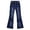 1-Dark Blue388, variant on Toddler Girl Bow Pearl Decorated Flare Jeans Classicelastic Waist Casual Washed Kids Denim Pants