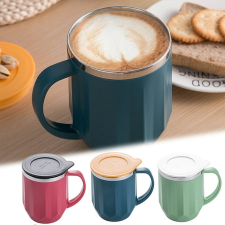 

Beechoice 400ml Coffee Mug with Lids Stainless Steel Cups with Heat-resistant Handle & Slip-resistant Sleeve Best Match w/Mug Warmer for Coffee Tea Water Cocoa Milk