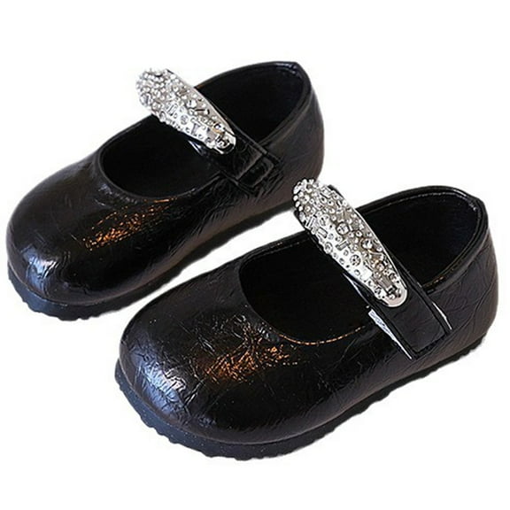 WZEIIOT Toddler Kids Girls Dress Shoes Sole Slip Casual Comfortable Footwear With Rhinestones Fasionable Simple Casual Everyday Wear Mary Jane Princess Shoes Us Size:8