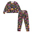 thumbnail image 2 of DISNIMO Mushroom Flower Print Women Pajamas Sets 2 Piece Pj Sets Long Sleeve Nightwear Round Neck Sleepwear with Long Pants Soft Casual Pjs Lounge Set, S, 2 of 7