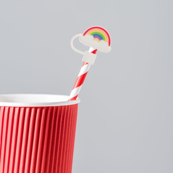 WASHWEPE 2-Pack Silicone Straw Toppers with Sealing Caps for Reusable Drinking Straws