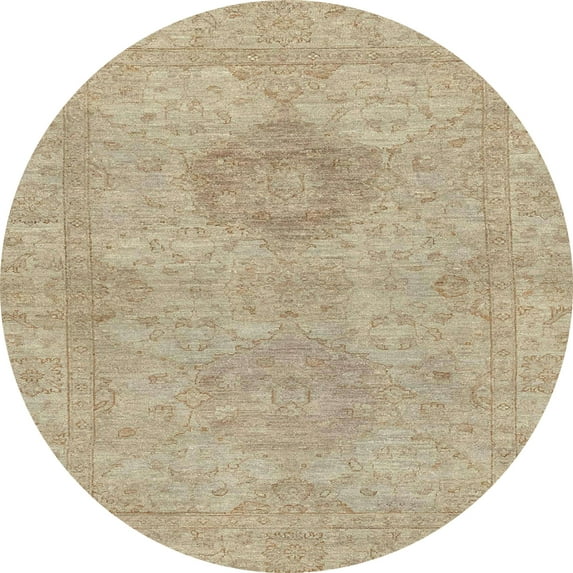 Ahgly Company Indoor Round Abstract Brown Abstract Area Rugs, 6' Round