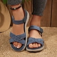 thumbnail image 3 of Dakaela Women's Walking Sport Sandals Lightweight Open Toe Strappy Hiking Camping Summer Shoes with Adjustable Straps and Arch Support Blue 8.5, 3 of 5