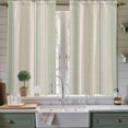 thumbnail image 2 of Farmhouse Stripe Kitchen Curtains 63 Inch Length, Boho Country Vintage Green Striped Tiers Curtains for Living Room Berdoom Bathroom, Light Filtering Drapes Window Treatment 2 Panels 42"Wx63"L, 2 of 9