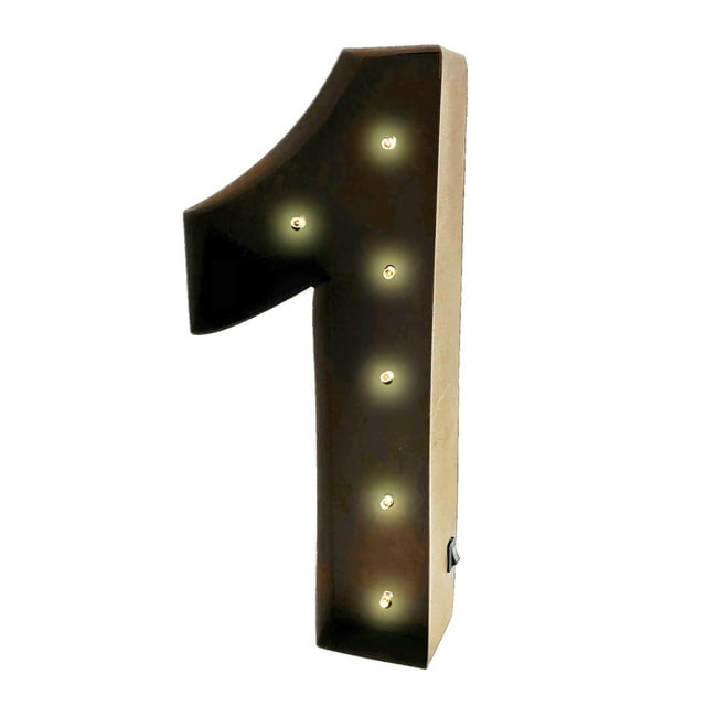Rustic Vintage 11" Decorative LED Light Glow Letters - Number 1