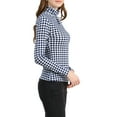 thumbnail image 4 of INSPIRE CHIC Camiseta de rayas de mujer de manga larga, casual, ajustada, de cuello alto, para primavera, otoño, fiesta de Navidad 2026 S Azul Blanco, 4 of 7