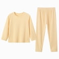 thumbnail image 6 of masbird Toddler Girls Boys Pajamas Cotton Kids 2 Piece Solid Color Pjs Sleepwear Clothes Sets Fall Winter 6-12 Months 12-24 Months 2t 3t 4t 5t 6t 7t 8t 9t Children(Yellow,7-8 Y), 6 of 7