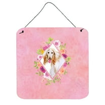 Carolines Treasures CK4110DS66 Afghan Hound Pink Flowers Wall or Door Hanging Prints 6x6 multicolor