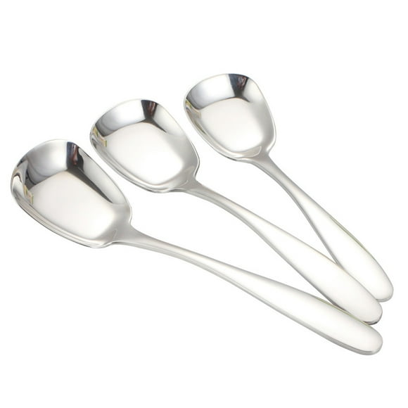 BRIGHTFUFU 3pcs cucharas de cena cucharas de té de acero inoxidable cucharas planas creativas diseño cuadrado especial para sopa de postre