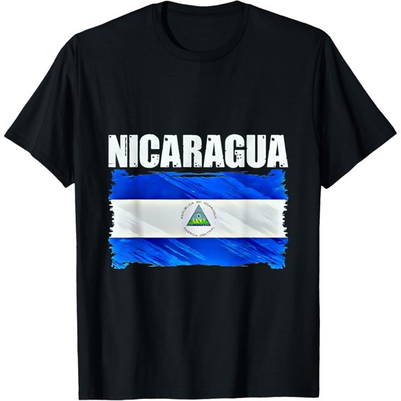 t-shirt Nicaragua Flag Emblem T-Shirt mens,black,women,funny,journey,Crew Neck, Short Sleeve,printing