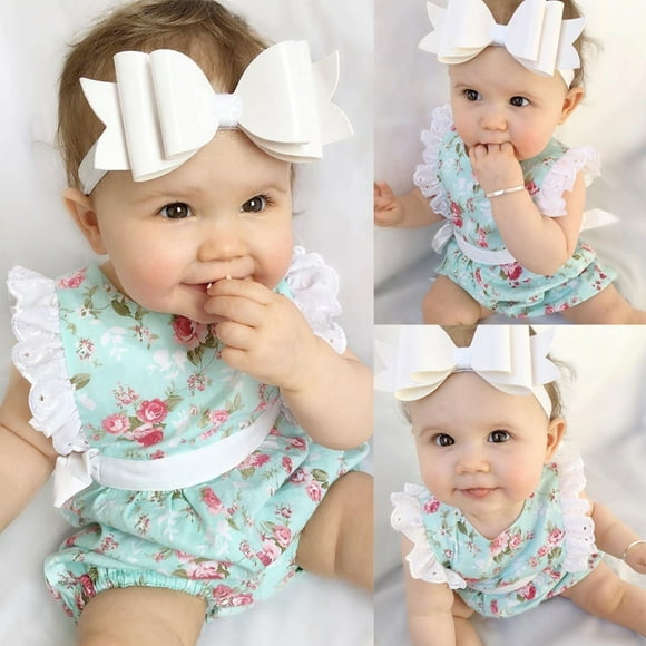 Pretty Newborn Toddler Baby Girl Clothes Lace Floral Romper Bodysuit Outfits 0-24M Gift
