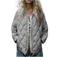 thumbnail image 6 of Womens Quilted Lightweight Jacket Button Down Stand Collar Puffer Jacket Coats Padded Outwear with Pockets, 6 of 7