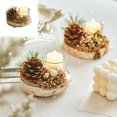 thumbnail image 2 of nTRIUQJ Candle Holder Christmas Centerpiece Decoration - Wood Tealight Holders with Mini Wreaths Yule Log Tea Light Coffee Table Table Rustic Farmhouse Home Decor Gift Beige, 2 of 8