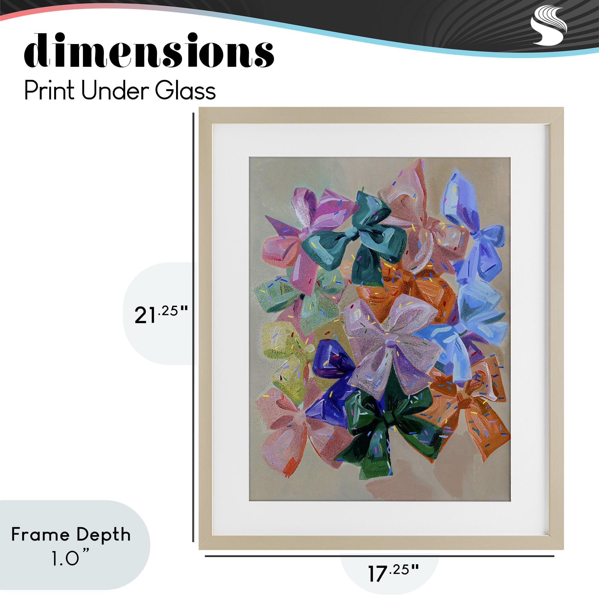 Stupell Industries Bright Bows Cluster with Sprinkles Birch Framed Print Under Glass, design by The Prints Vibe