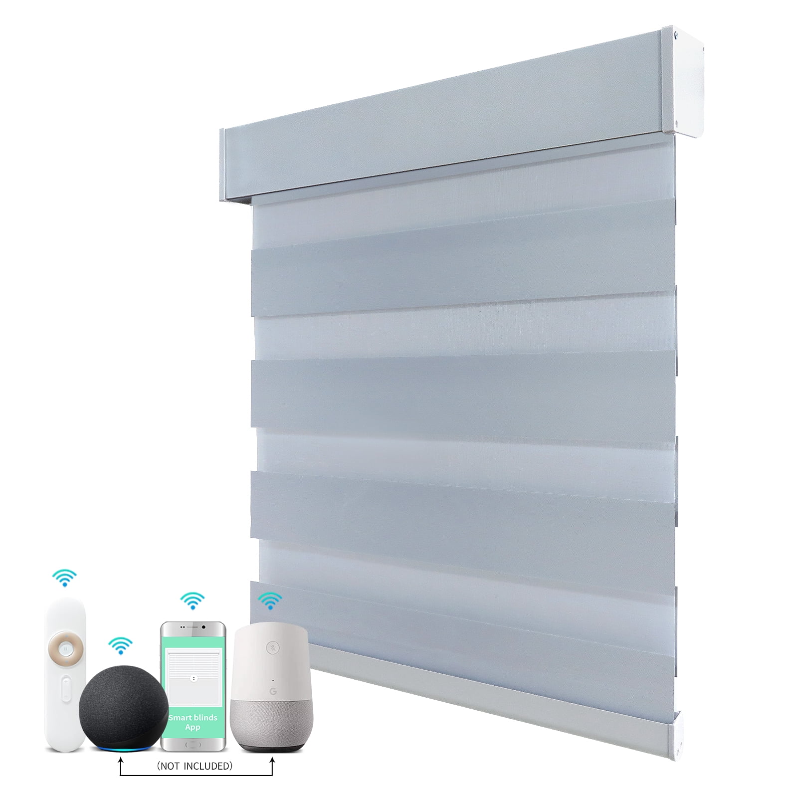 Mingchen Smart Motorized Zebra Roller Blinds with Remote, Alexa