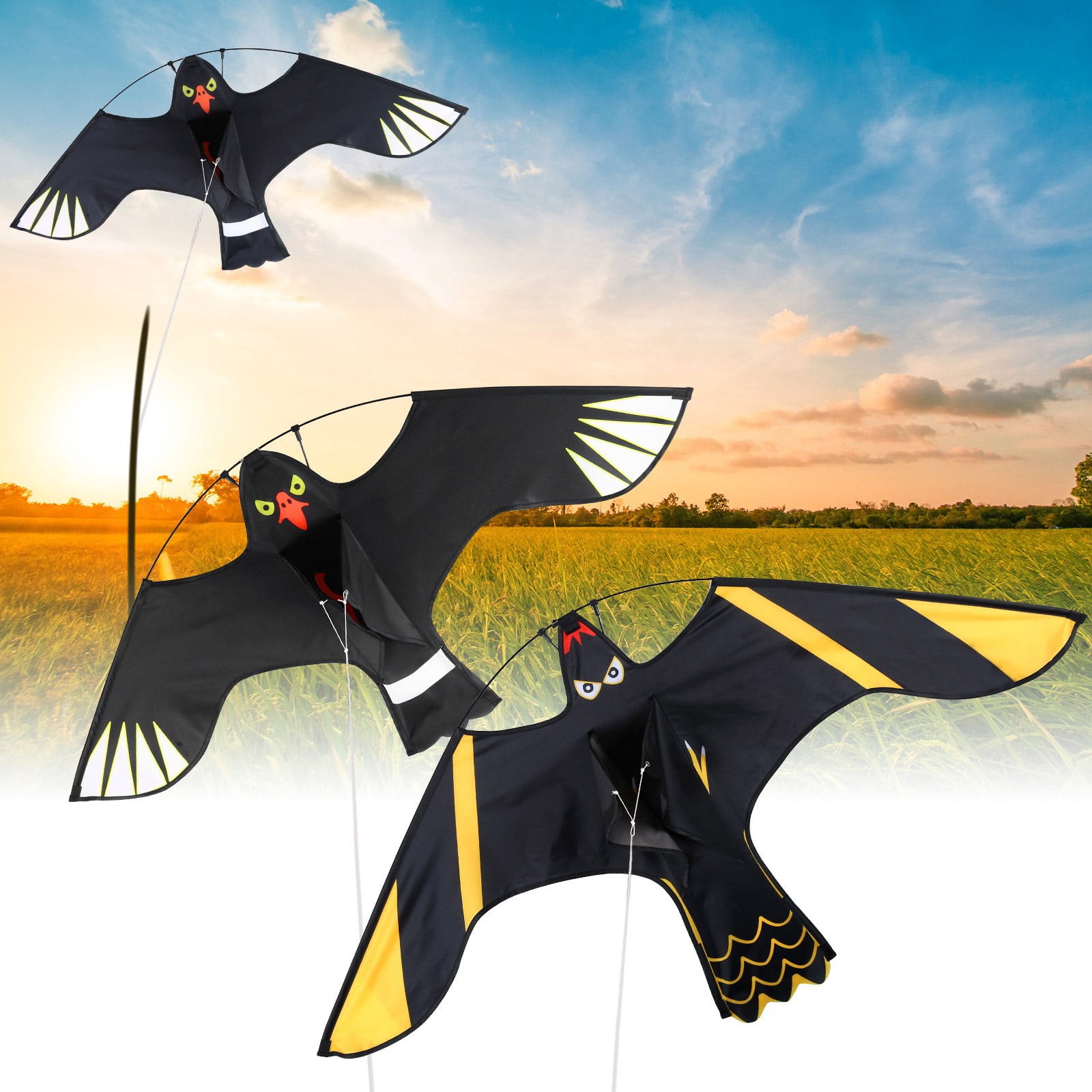 Reusable Scarecrow Flying Kite for Outdoor Bird Control in Fields Orchards - Wind Design