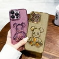 thumbnail image 4 of Electroplated Bear for iPhone 15 Pro Case for Women Glitter Floating Liquid Quicksand Case with Camera Protector Slim Shockproof Full Body Protective Case (Gold), 4 of 8