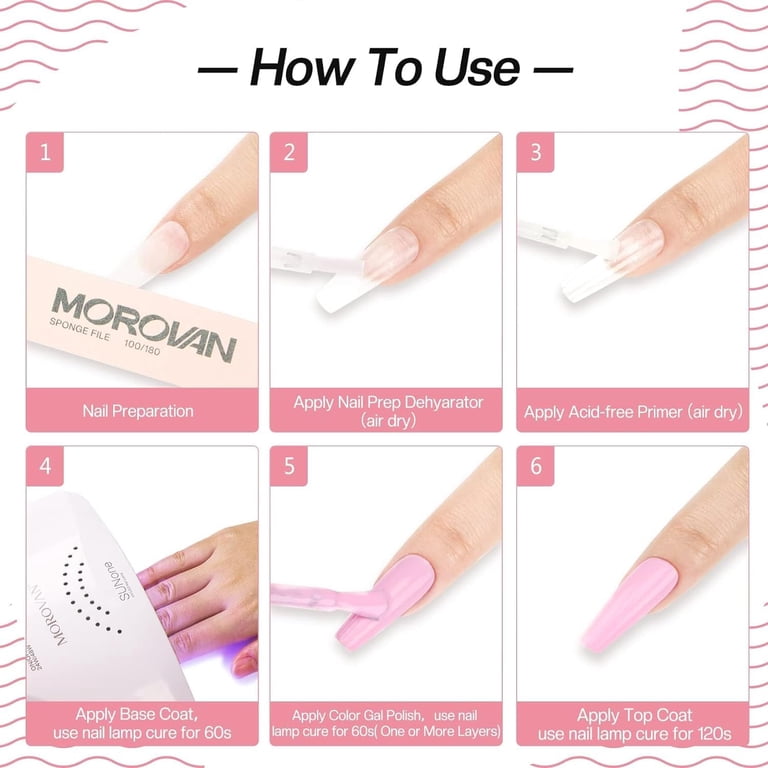 Morovan UV Gel Base & Top Coat Set, No Wipe, 2 Pieces photo 5