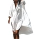 thumbnail image 1 of Camisa de Vestir Irregular Vestido Largo Vestido Impreso Mujeres Vestido de Manga Larga Con Cuello en V Camiseta Irregular Odeerbi ODB112646, 1 of 5