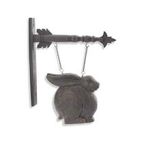 K&K Interiors Small Dark Brown Sitting Rabbit Arrow – 11" x 10.5" Seasonal Wall Décor