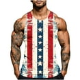 thumbnail image 2 of Zylanna Men's Sleeveless Muscle Shirt, Independence Day Print Quick-Dry Crew Neck Moisture-Wicking Gym wear Tank Tops for Sport White, 2 of 5