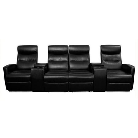Home Theater Seating - Bowery Hill 4 Seat Home Theater Recliner in Black