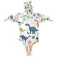 thumbnail image 2 of FORMRS Wearable Blanket Hoodie with Sleeves for Kids Cozy Flannel Sweatshirt, Dinosaur Pattern, 2 of 7
