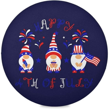 

Hyjoy America Flag Gnome Round Placemats for Dining Table Non-Slip Heat-Resistant Polyester Table Mats Set of 6 Washable Table Mats for Kitchen Dining Table Decoration (1212)