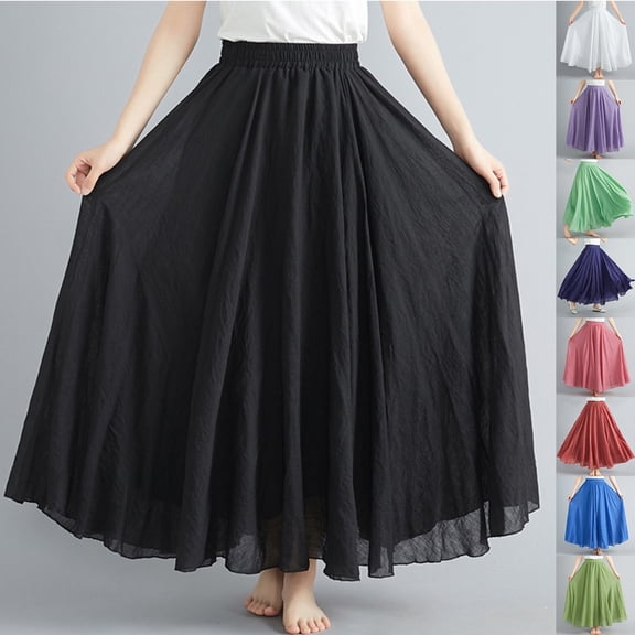 XINPING Plus Size Skirts for Curvy Women Relaxed Fit Polka Dot Stretchy Women's Flowy Handkerchief Hemline Midi Skirt